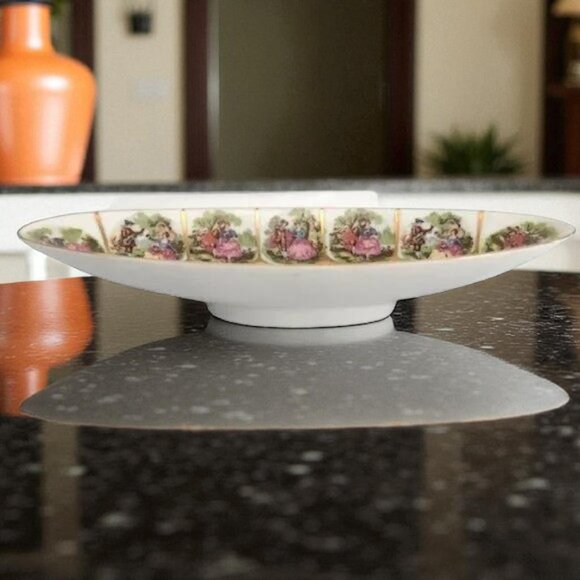 Antique Royal Vienna Fragonard Courting Couple Oval Trinket Dish 22K - Picture 2 of 7